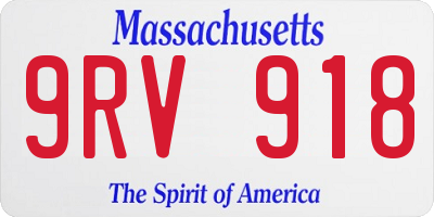 MA license plate 9RV918