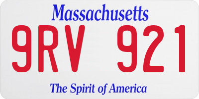 MA license plate 9RV921