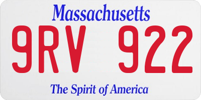 MA license plate 9RV922