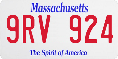 MA license plate 9RV924