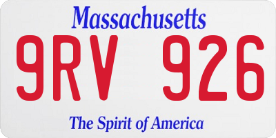MA license plate 9RV926