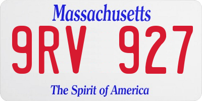 MA license plate 9RV927