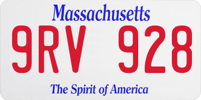 MA license plate 9RV928