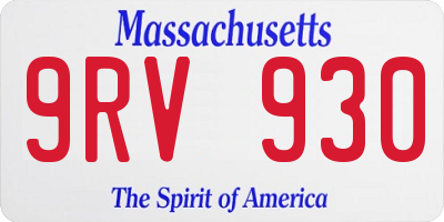 MA license plate 9RV930