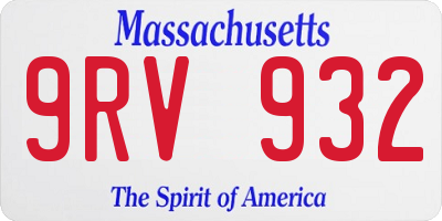 MA license plate 9RV932