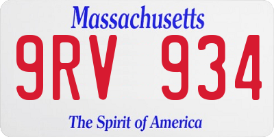 MA license plate 9RV934