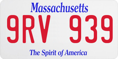 MA license plate 9RV939