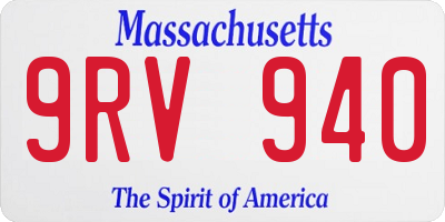 MA license plate 9RV940