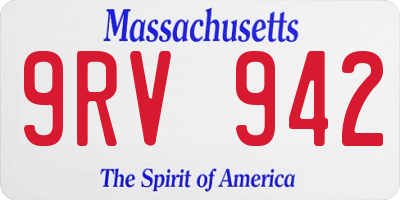MA license plate 9RV942
