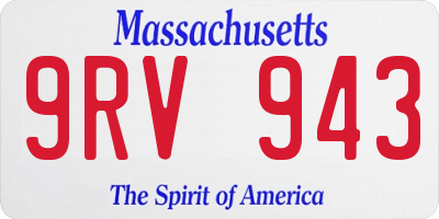 MA license plate 9RV943