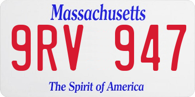 MA license plate 9RV947
