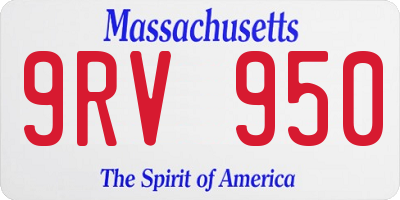 MA license plate 9RV950