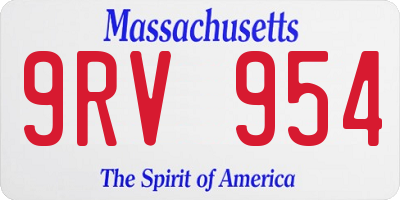 MA license plate 9RV954
