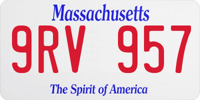MA license plate 9RV957