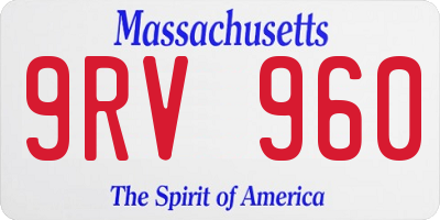 MA license plate 9RV960