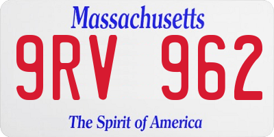MA license plate 9RV962