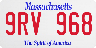 MA license plate 9RV968
