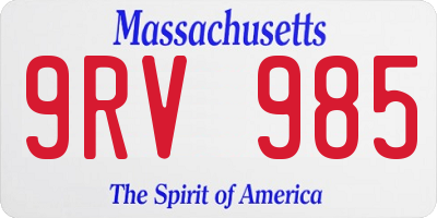 MA license plate 9RV985