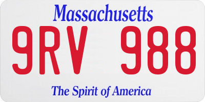 MA license plate 9RV988