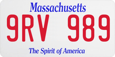 MA license plate 9RV989