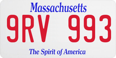 MA license plate 9RV993