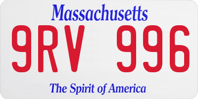 MA license plate 9RV996