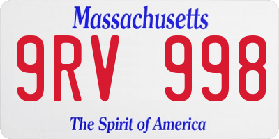 MA license plate 9RV998