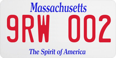 MA license plate 9RW002