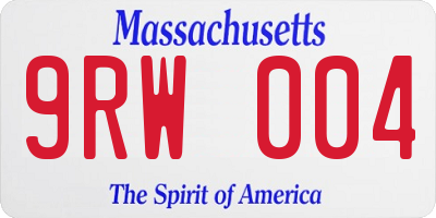 MA license plate 9RW004