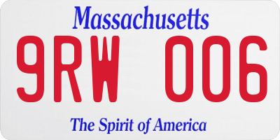 MA license plate 9RW006