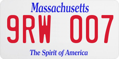 MA license plate 9RW007