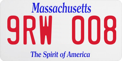 MA license plate 9RW008