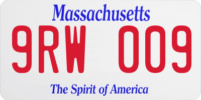 MA license plate 9RW009