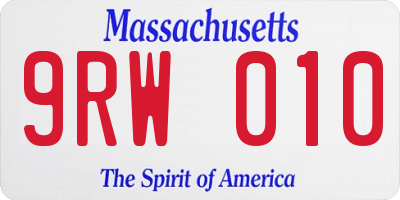 MA license plate 9RW010