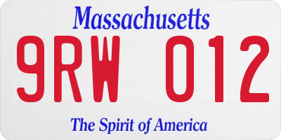MA license plate 9RW012