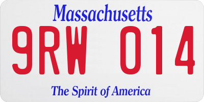 MA license plate 9RW014