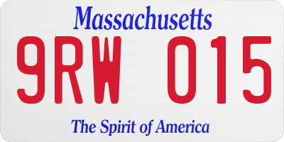 MA license plate 9RW015