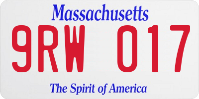 MA license plate 9RW017