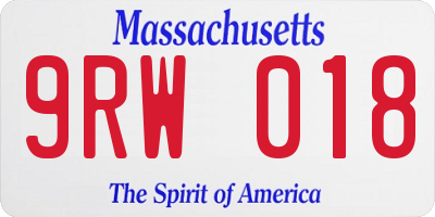 MA license plate 9RW018