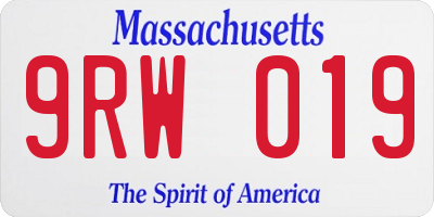 MA license plate 9RW019
