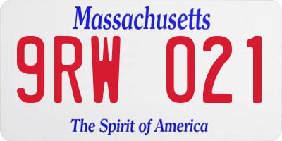 MA license plate 9RW021