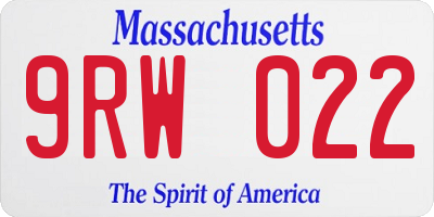 MA license plate 9RW022