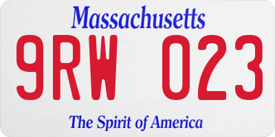 MA license plate 9RW023