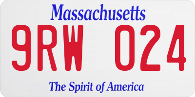 MA license plate 9RW024