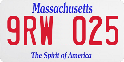MA license plate 9RW025
