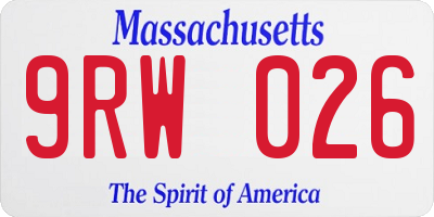 MA license plate 9RW026