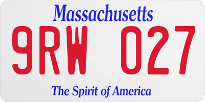 MA license plate 9RW027