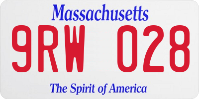MA license plate 9RW028