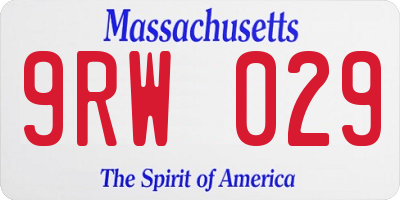 MA license plate 9RW029