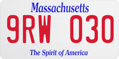 MA license plate 9RW030